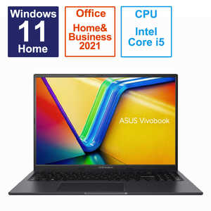 ASUS エイスース ノートパソコン Vivobook 16X [16.0型 /Windows11 Home /intel Core i5 /メモリ：16GB /SSD：512GB /Office HomeandBusiness /2023年5月モデル] インディーブラック  K3604ZA-MB034WS