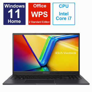 ASUS エイスース ノートパソコン Vivobook 15X [15.6型 /Windows11 Home /intel Core i7 /メモリ：16GB /SSD：512GB /WPS Office /2023年4月モデル] インディーブラック  K3504ZA-BQ020W