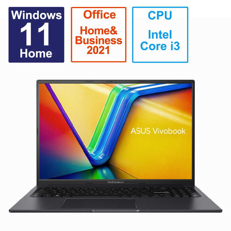 ASUS エイスース ASUS エイスース ノートパソコン Vivobook 16X [16.0型 /Windows11 Home /intel Core i3 /メモリ：8GB /SSD：256GB /Office HomeandBusiness /2023年4月モデル] インディーブラック  K3604ZA-MB035WS K3604ZA-MB035WS