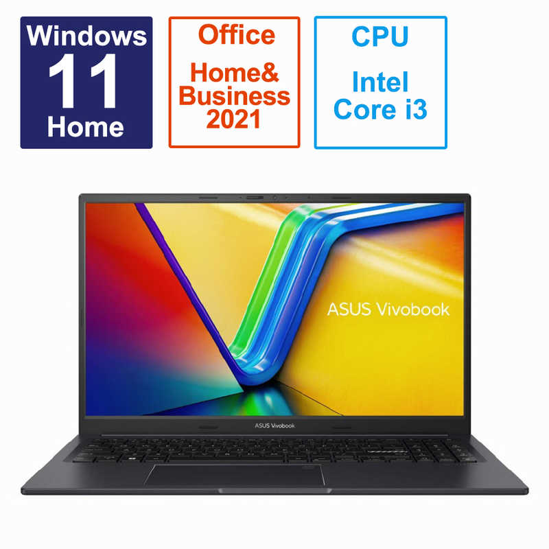 ASUS エイスース ASUS エイスース ノートパソコン Vivobook 15X [15.6型 /Windows11 Home /intel Core i3 /メモリ：8GB /SSD：256GB /Office HomeandBusiness /2023年4月モデル] インディーブラック  K3504ZA-BQ022WS K3504ZA-BQ022WS