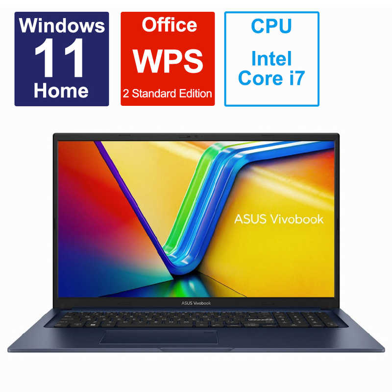 ASUS エイスース ASUS エイスース ノートパソコン Vivobook 17 [17.3型 /Windows11 Home /intel Core i7 /メモリ：16GB /SSD：512GB /WPS Office /2023年4月モデル] クワイエットブルー X1704VA-AU120W X1704VA-AU120W