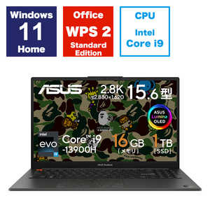 ASUS エイスース ノートパソコン Vivobook S 15 OLED BAPE Edition ミッドナイトブラック [15.6型 /Windows11 Home /intel Core i9 /メモリ：16GB /SSD：1TB /WPS Office /2023年08月モデル]  K5504VA-MA262W