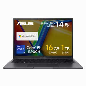 ASUS エイスース ノートパソコン Vivobook 14X [14.0型 /Windows11 Home /intel Core i9 /メモリ：16GB /SSD：1TB /Office HomeandBusiness /2023年5月モデル] インディーブラック  K3405VA-LY113WS