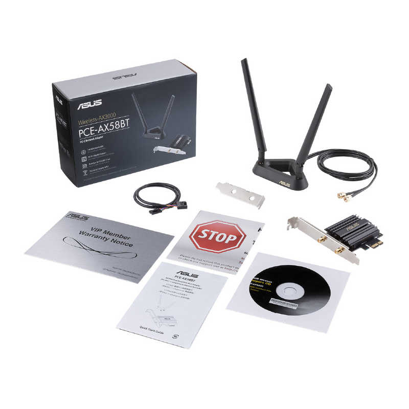 ASUS エイスース ASUS エイスース PCE-AX58BT Wi-Fi6(802.11ax)、Bluetooth 5.0対応のPCI-E無線LAN子機 ［Wi-Fi 6(ax)］ PCE-AX58BT/J PCE-AX58BT/J
