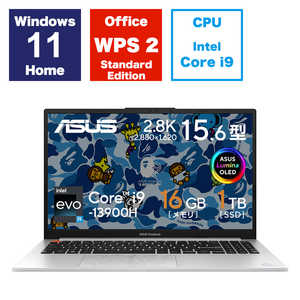 ASUS エイスース ノートパソコン Vivobook S 15 OLED BAPE Edition クールシルバー [15.6型 /Windows11 Home /intel Core i9 /メモリ：16GB /SSD：1TB /WPS Office /2023年08月モデル] K5504VA-MA254W