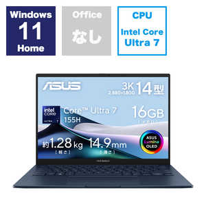 ASUS  Ρȥѥ Zenbook 14 OLED [ 14 / Win11 Home / Core Ultra 7 / 16GB / SSD1TB ] ݥ֥롼 UX3405MA-TU7161WBL