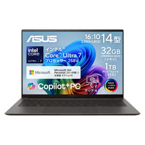 ASUS �G�C�X�[�X Zenbook S 14 OLED [Copilot�{PC/14.0�^/Windows11Home/intelCoreUltra7/������:32GB/SSD:1TB] �X�}�C�A�O���[ UX5406SA-TU7321GRS