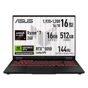 ASUS �G�C�X�[�X �Q�[�~���O�m�[�g�p�\�R�� TUF Gaming A16 [ RTX 5050 / 16�^ / Win11 Home / Ryzen 7 / 16GB / 512GB ] �C�F�[�K�[�O���[ FA608UHI-R7R5050