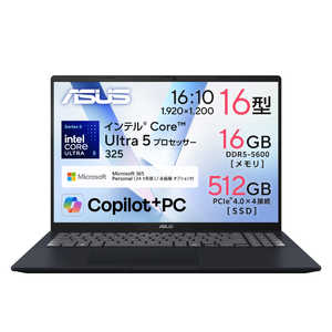 ASUS �G�C�X�[�X �m�[�g�p�\�R�� Vivobook 16 [ Copilot+ PC / Core Ultra 5 / ������16GB / SSD512GB / Office�I���\ ] �N���C�G�b�g�u���[ X1607AA-U5165BUS