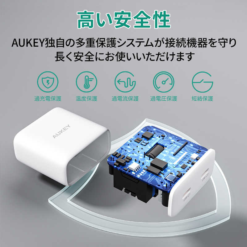 AUKEY AUKEY USB充電器 Minima Duo 35W ホワイト［USB-C 2ポート/USB Power Delivery対応/GaN(窒化ガリウム) 採用］ PA-U4-WT PA-U4-WT
