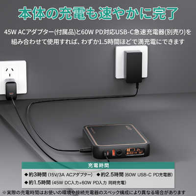 ポータブルバッテリー [ リチウムイオン電池 /4出力 /DC充電 /USB]