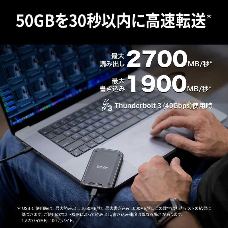 SANDISKPROFESSIONAL SANDISKPROFESSIONAL 外付けSSD PROG40 SSD(防塵防水) ブラック SDPS31H-002T-GBCND SDPS31H-002T-GBCND