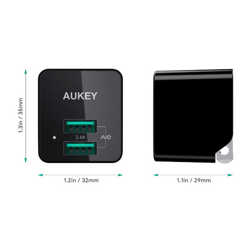 AUKEY AUKEY USB充電器 Minima Duo 12W ブラック  PA-U32-BK PA-U32-BK