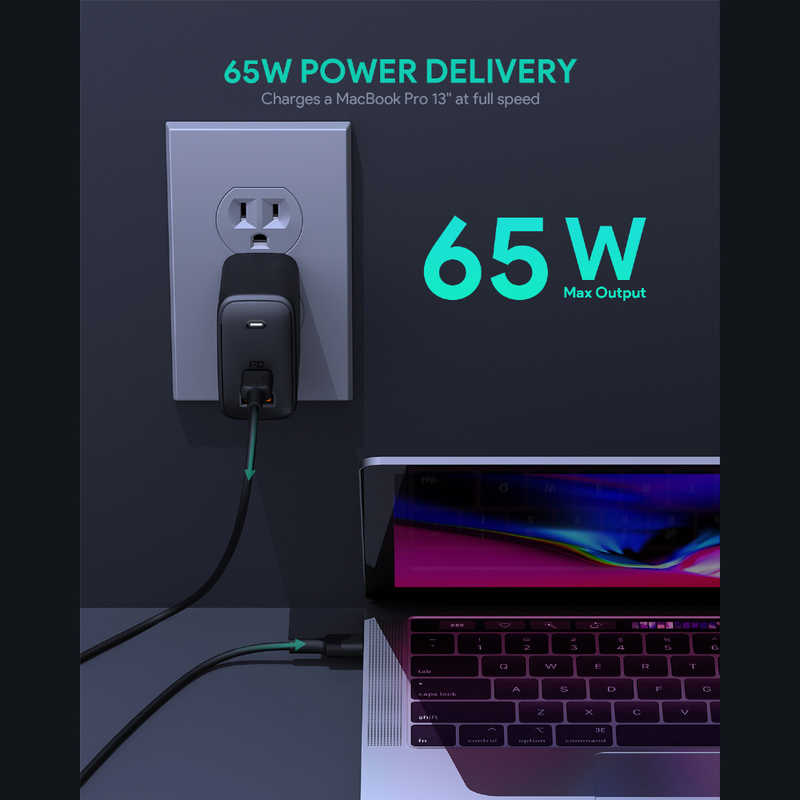 AUKEY AUKEY AUKEY(オーキー) USB充電器 Omnia Mix 65W   USB-A 1ポート USB-C 1ポート  PA-B3-BK PA-B3-BK