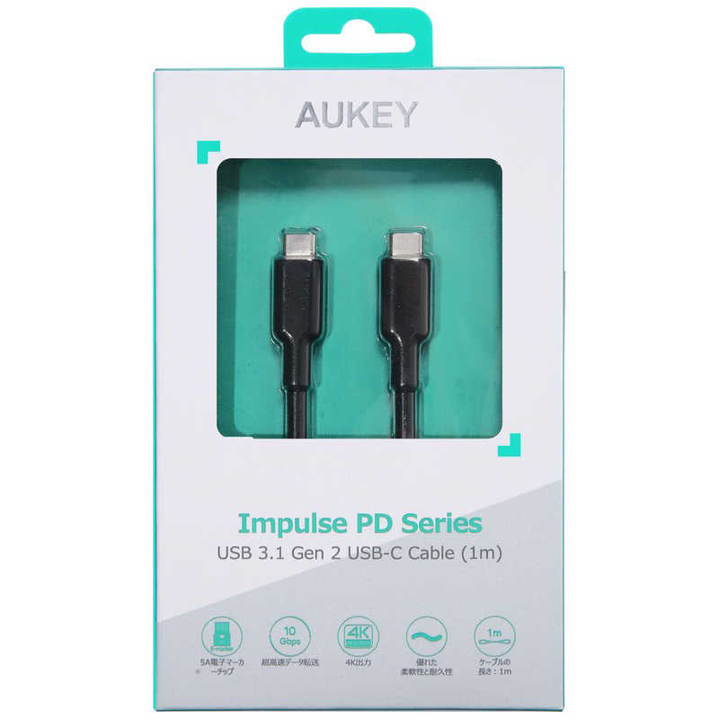 AUKEY AUKEY ケーブル Impulse PD USB-C 3.1[Type-C to Type-C] 1m ブラック CB-CD23-BK CB-CD23-BK