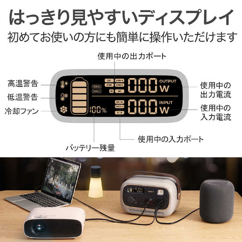 AUKEY AUKEY ポータブル電源 PowerStudio 300 グレー [297Wh /9出力 /ソーラーパネル(別売)]  PS-RE03-GY PS-RE03-GY