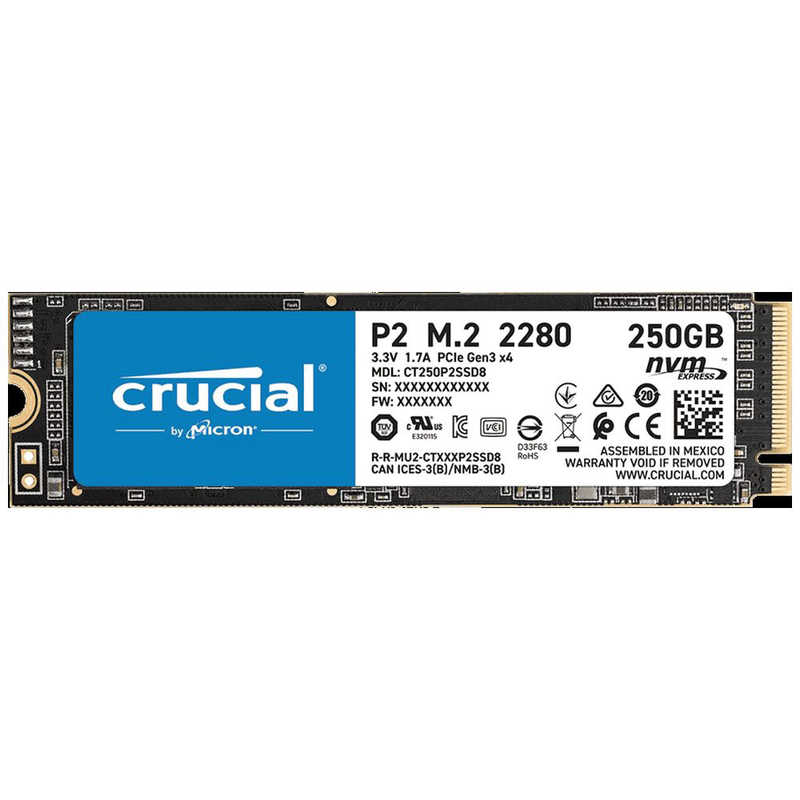 CRUCIAL CRUCIAL 内蔵SSD PCI-Express接続 Crucial P2 シリーズ [M.2 /250GB]｢バルク品｣ CT250P2SSD8JP CT250P2SSD8JP