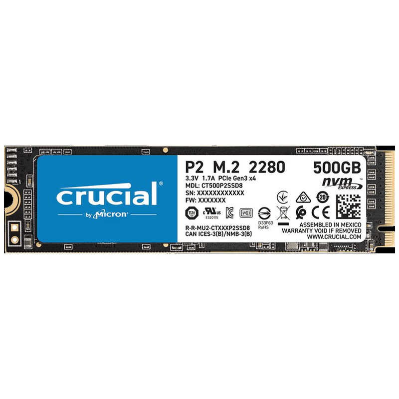CRUCIAL 内蔵SSD PCI-Express接続 Crucial P2 シリーズ [M.2 /500GB] CT500P2SSD8JP の通販  | カテゴリ：パソコン・周辺機器・プリンター | CRUCIAL 家電通販のコジマネット - 全品代引き手数料無料