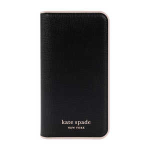 KATESPADE iPhone 14 Pro 6.1インチ KSNY Folio Case BlackPale Vellum Border KSIPH-255-BPLVM