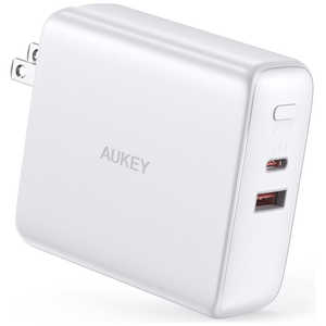 AUKEY コンセント一体型 モバイルバッテリー 5000mAh  PD対応 [USB-C 1ポート/USB-A 1ポート]   PAPD20WT