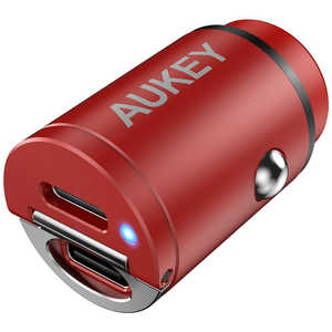 AUKEY AUKEY(オーキー) カーチャージャー Nano Series 30W Enduro Duo PD3.0 QC3.0 [USB-C 2ポート] レッド AUKEY（オーキー） CC-A4-RD