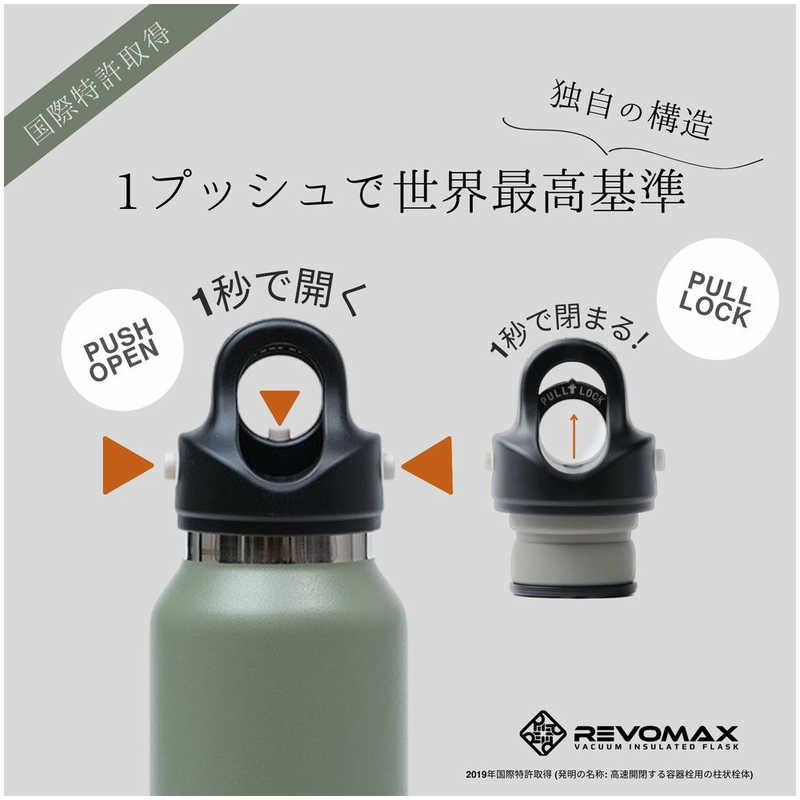 REVOMAX REVOMAX 炭酸対応真空断熱ボトル 32oz [950ml ワンタッチ] オリーブグリーン [炭酸対応] DWF-32749B-JP-V3 DWF-32749B-JP-V3