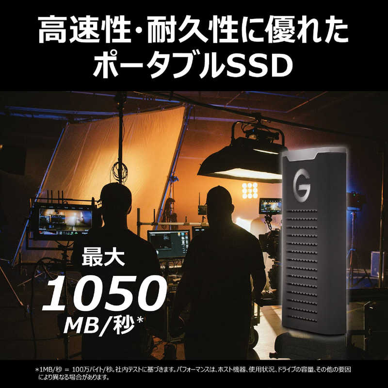 SANDISKPROFESSIONAL SANDISKPROFESSIONAL USB 3.2 Gen 2対応ポータブルSSD 【G-DRIVE SSD】 ブラック [1TB /ポータブル型] SDPS11A-001T-GBANB SDPS11A-001T-GBANB