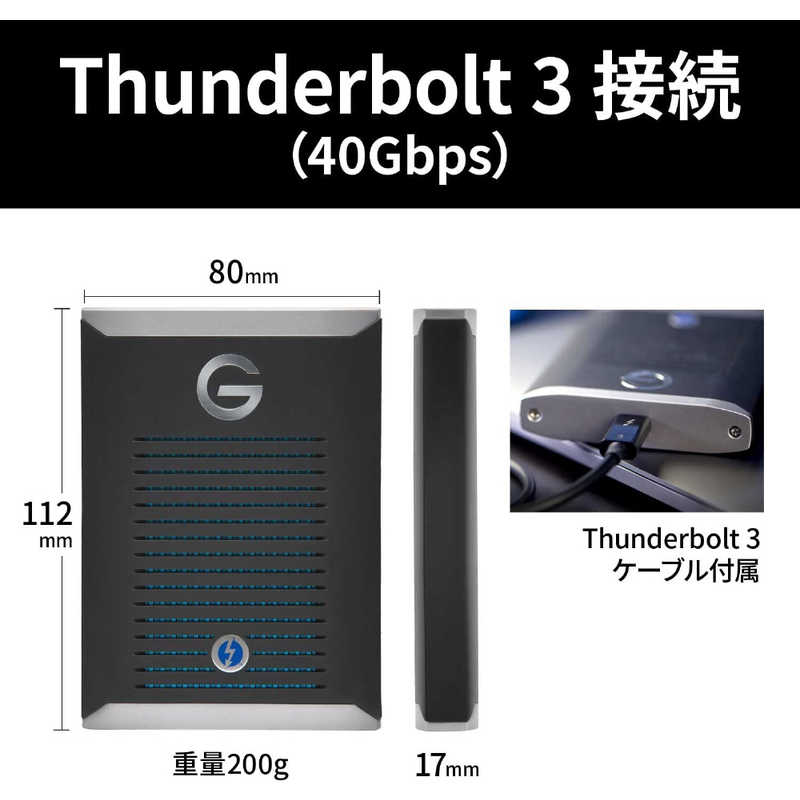 SANDISKPROFESSIONAL SANDISKPROFESSIONAL 外付けSSD Thunderbolt接続 【受注生産品】 G-DRIVE Pro SSD ブラック [1TB /ポータブル型] SDPS51F-001T-GBANB SDPS51F-001T-GBANB