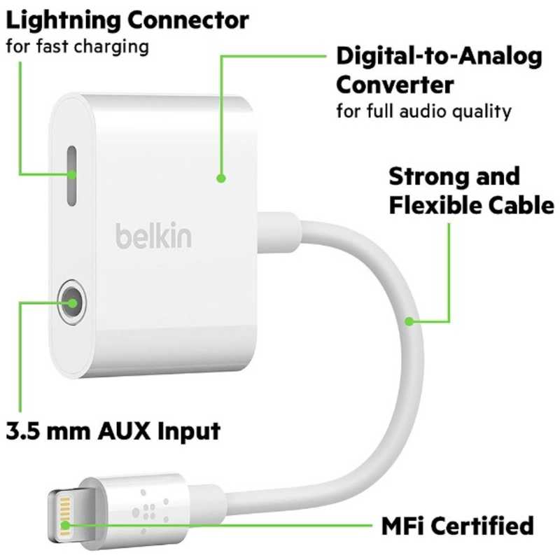 BELKIN BELKIN 変換アダプタ MFi認証 RockStar F8J212btWHT F8J212btWHT