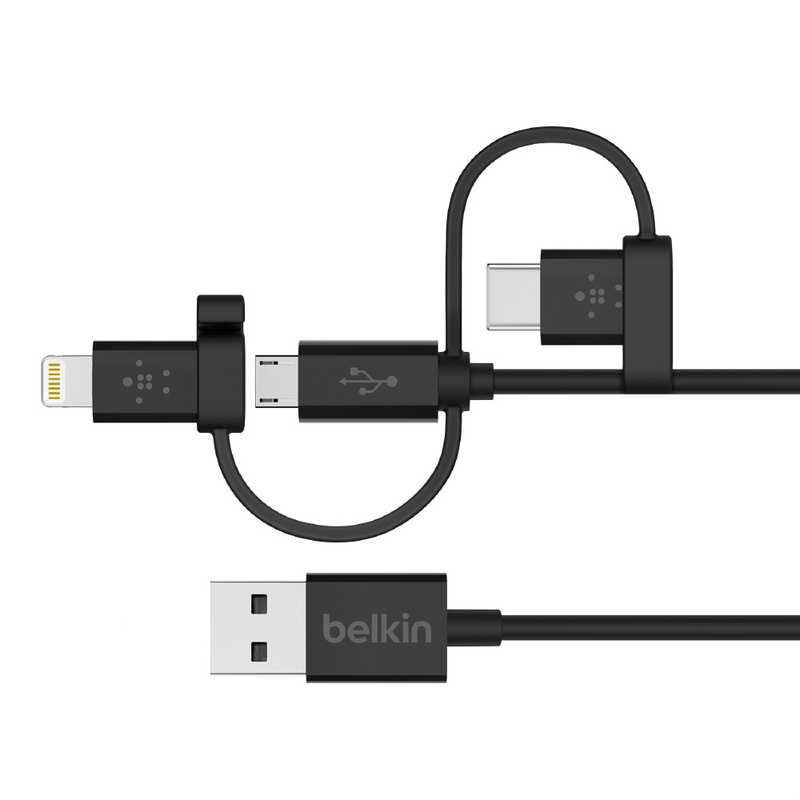 BELKIN BELKIN ユニバーサルケーブル Lightning､micro-USB､USB-Cコネクタ付 ブラック F8J050bt04-BLK F8J050bt04-BLK