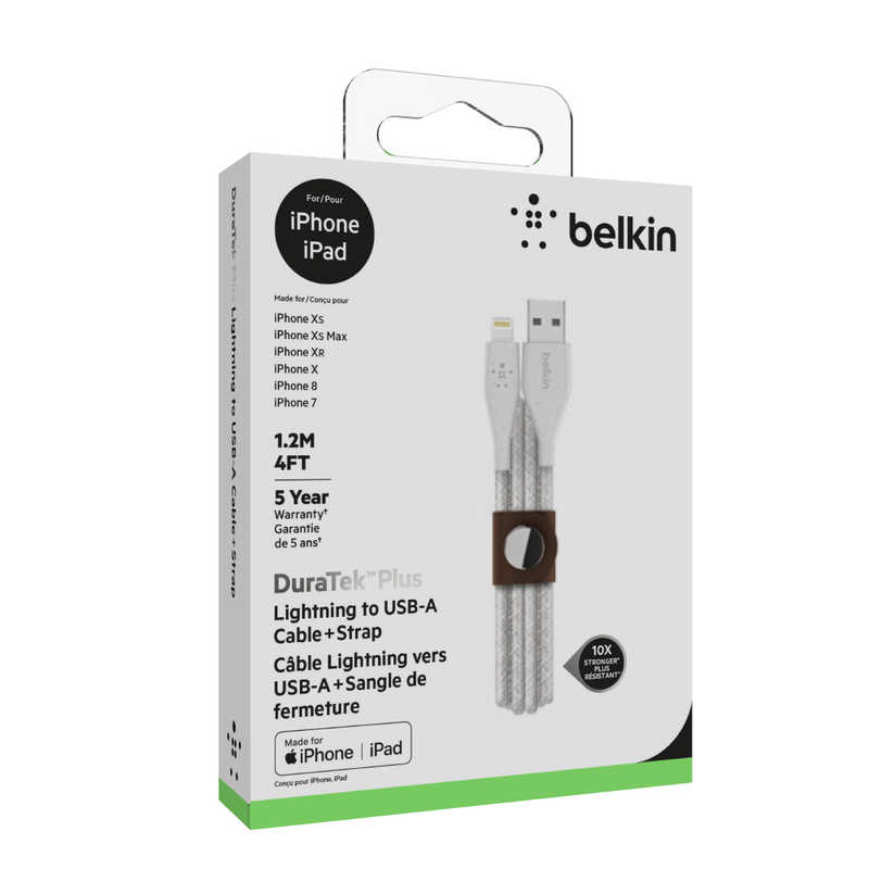 BELKIN BELKIN BOOST↑CHARGE DuraTek Plus USB-AtoLightningケーブル F8J236bt04-WHT F8J236bt04-WHT