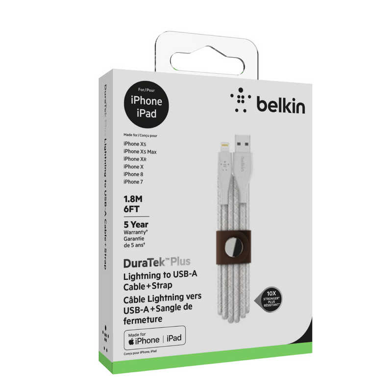 BELKIN BELKIN BOOST↑CHARGE DURATEK PLUS USB-A TO LIGHTNING ケーブル F8J236BT06-WHT ホワイト 1.8M F8J236BT06-WHT ホワイト 1.8M