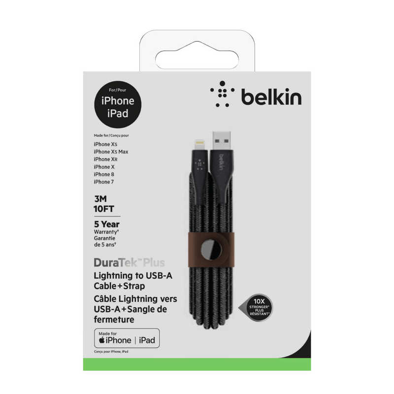 BELKIN BELKIN BOOST↑CHARGE DURATEK PLUS USB-A TO LIGHTNING ケーブル F8J236BT10-BLK ブラック 3M F8J236BT10-BLK ブラック 3M