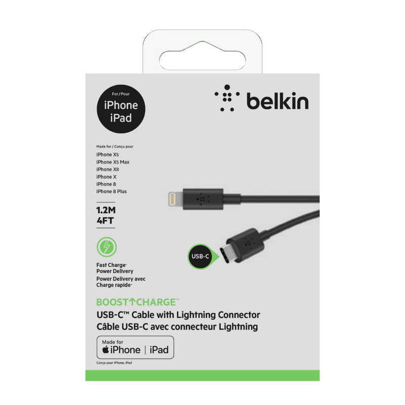 BELKIN BELKIN BOOST↑CHARGE USB-C TO ライトニングケーブル F8J239BT04-BLK ブラック F8J239BT04-BLK ブラック