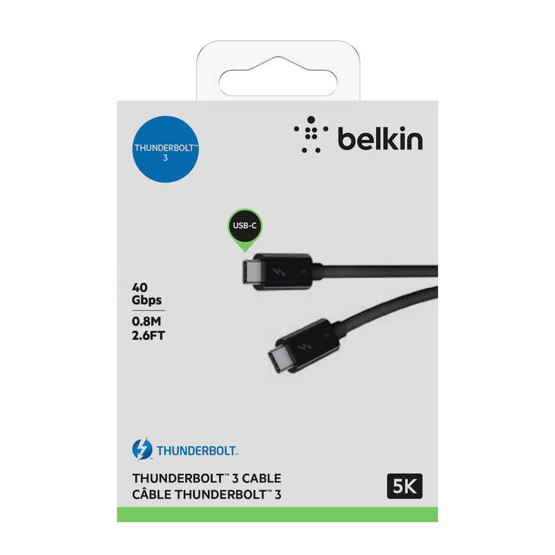 BELKIN BELKIN Thunderbolt 3 ケーブル (USB-C to USB-C)(100W)(0.8m) F2CD084BT0.8MBK F2CD084BT0.8MBK