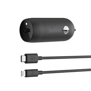 BELKIN BOOST↑CHARGE 車載充電器(18W USB-C PD対応 USB-C to C ケーブル付) F7U099BT04-BLK