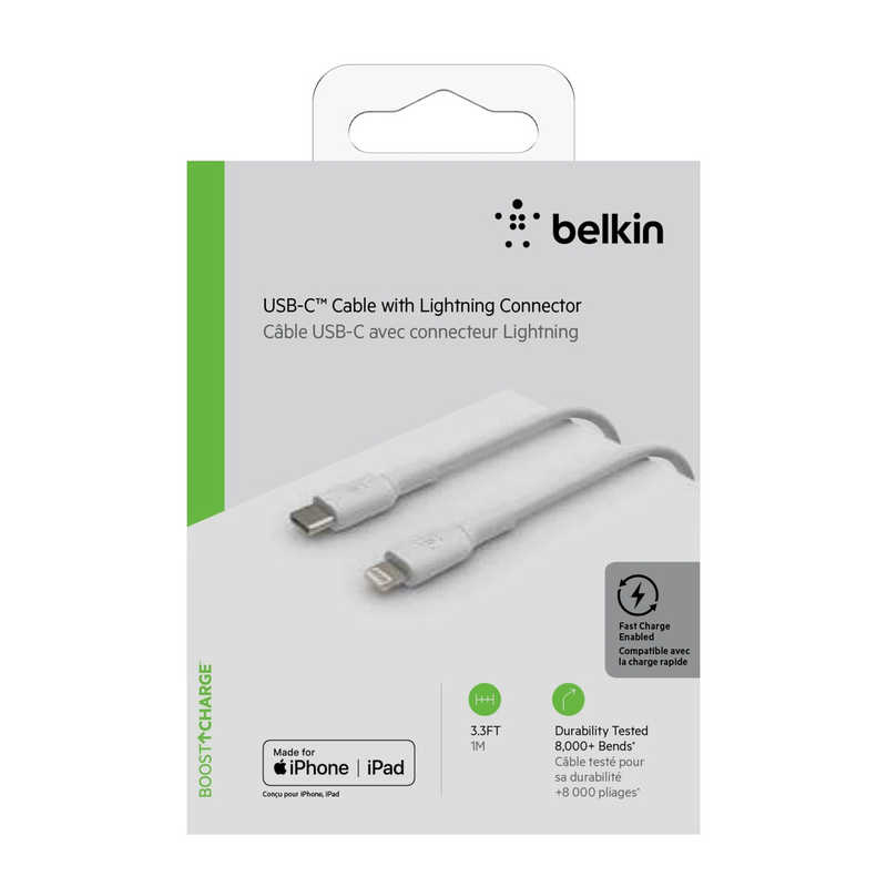 BELKIN BELKIN BOOST↑CHARGE USB-C to ライトニング PVCケーブル 1m ホワイト  CAA003bt1MWH [1m] CAA003bt1MWH [1m]