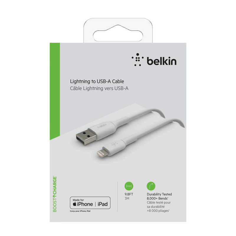 BELKIN BELKIN BOOST↑CHARGE USB-A to ライトニング PVCケーブル 3m ホワイト CAA001bt3MWH [3m] CAA001bt3MWH [3m]