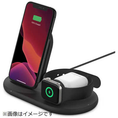 スマホアクセサリー BELKIN WIZ001DQBK BLACK BOOST↑CHARGE 3 in 1ワイヤレス充電スタンド（iPhone、Apple Watch