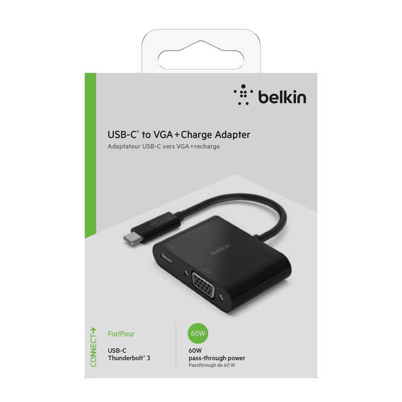 BELKIN BELKIN USB-CtoVGA+USB-C 60W PD 変換アダプタ AVC001btBK AVC001btBK