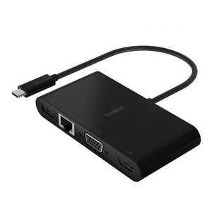 BELKIN USB-Cマルチメディア+USB-C 100W PD 変換アダプタ(LANポート、HDMI、VGA USB-A、USB-C) ブラック AVC004BTBK