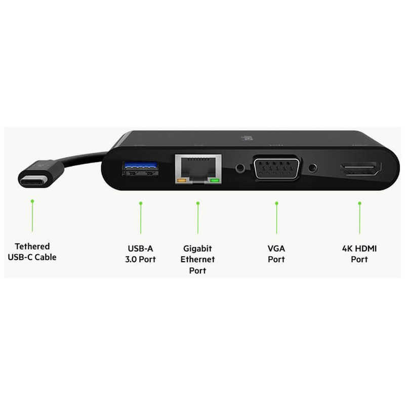 BELKIN BELKIN USB-Cマルチメディア変換アダプタ(LANポート､HDMI､VGA USB-A) AVC005btBK AVC005btBK