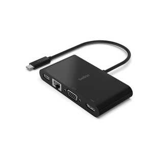 BELKIN USB-Cマルチメディア変換アダプタ(LANポート、HDMI、VGA USB-A) ブラック AVC005BTBK