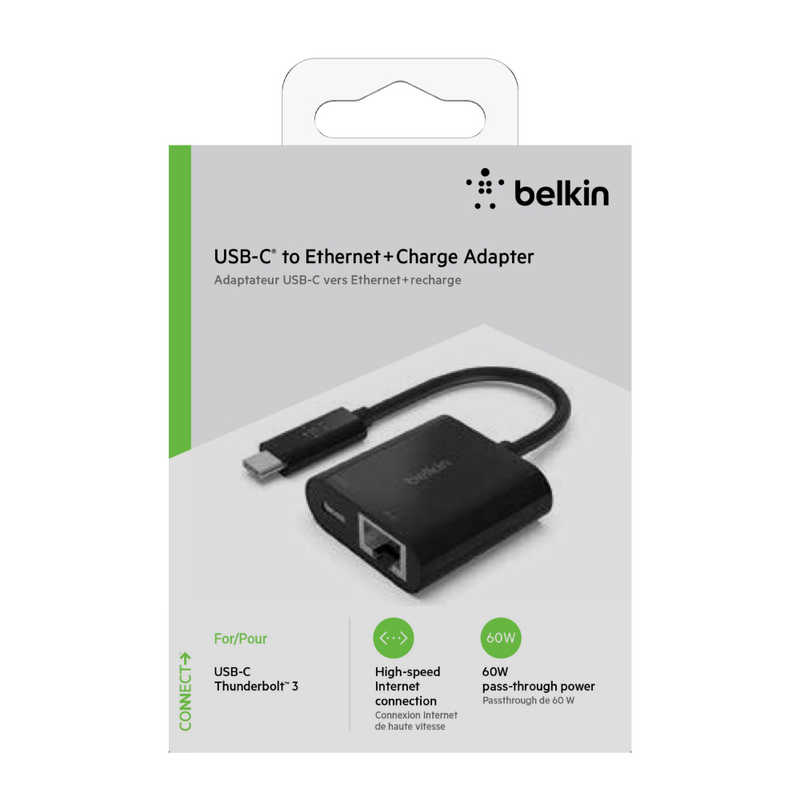 BELKIN BELKIN USB-CtoLANポート+USB-C 60W PD変換アダプタ INC001btBK INC001btBK