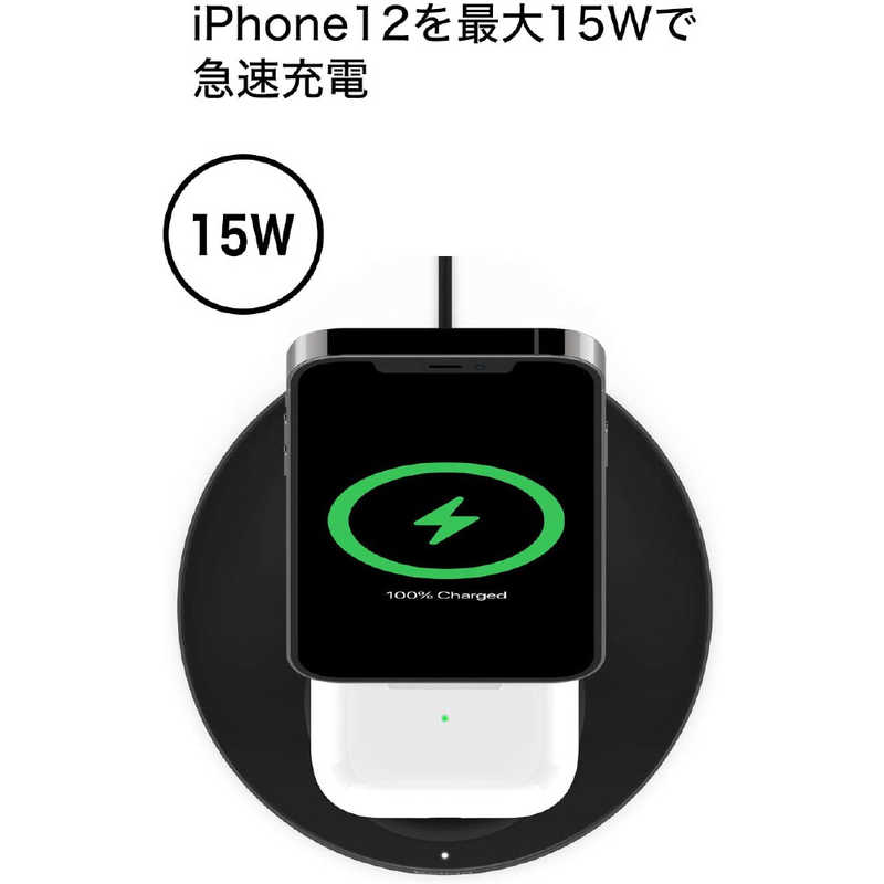BELKIN BELKIN ワイヤレス充電器 MagSafe急速充電対応 iPhoneAirPods 同時充電可能 2in1 WIZ010DQBK WIZ010DQBK