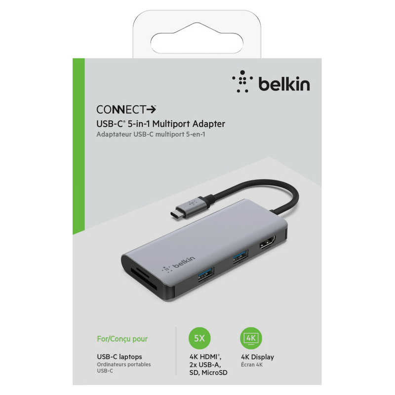 BELKIN BELKIN ［USB-C オス→メス カードスロットｘ2/HDMI/USB-Aｘ2］ドッキングステーション AVC007BTSGY AVC007BTSGY