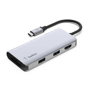 BELKIN ［USB-C オス→メス カードスロットｘ2/HDMI/USB-Aｘ2］ドッキングステーション AVC007BTSGY