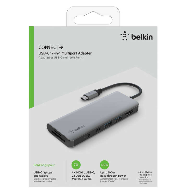 BELKIN BELKIN ドッキングステーション USB PD対応 100W ［USB-C オス→メス カードスロットｘ2 / HDMI /φ3.5mm / USB-Aｘ2 / USB-C］ AVC009BTSGY AVC009BTSGY