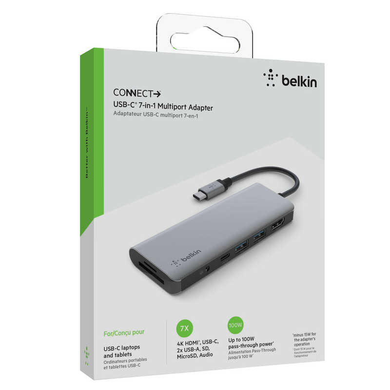 BELKIN BELKIN ドッキングステーション USB PD対応 100W ［USB-C オス→メス カードスロットｘ2 / HDMI /φ3.5mm / USB-Aｘ2 / USB-C］ AVC009BTSGY AVC009BTSGY