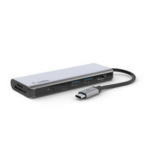 BELKIN ドッキングステーション USB PD対応 100W ［USB-C オス→メス カードスロットｘ2 / HDMI /φ3.5mm / USB-Aｘ2 / USB-C］ AVC009BTSGY